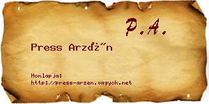 Press Arzén névjegykártya